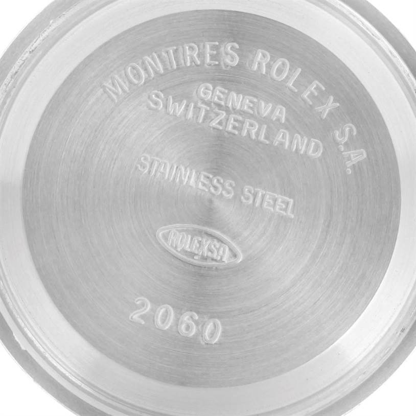 This image shows the back casing of a Rolex Datejust 79173 Women's Stainless Steel Blue Dial 79173 Women's Stainless Steel Blue Dial watch, engraved with brand details and material.