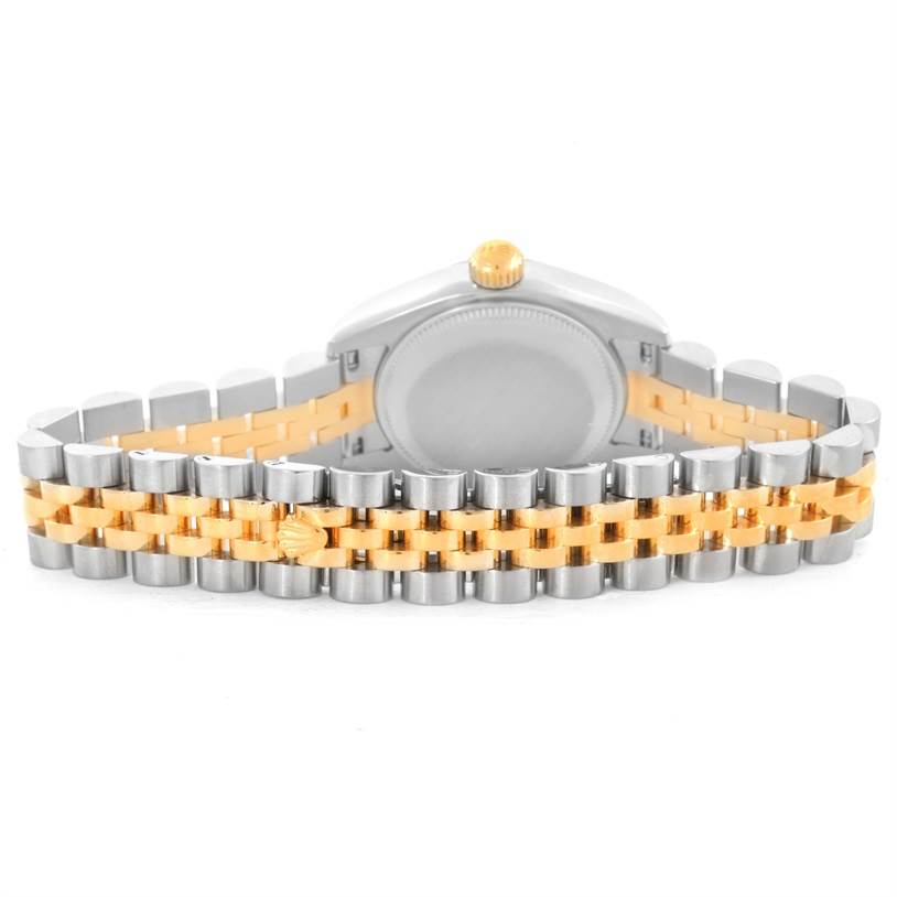This image shows the back view and band of a Rolex Datejust 179173 Women's Steel and Gold (two tone) White Dial 179173 Women's Steel and Gold (two tone) White Dial watch.
