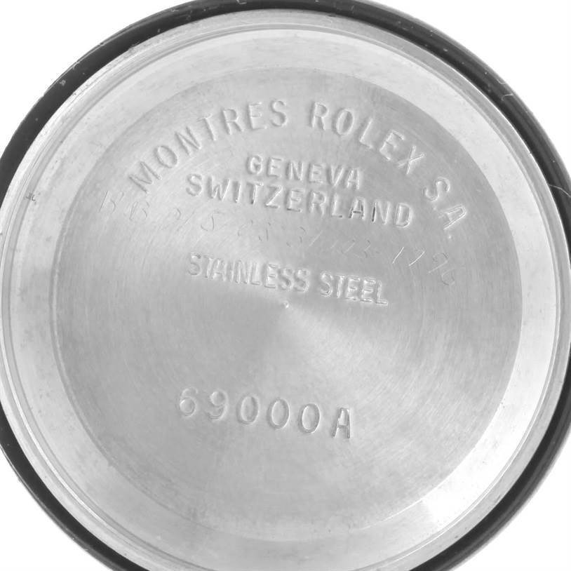 This image shows the backside of the Rolex Datejust 69173 Women
s Stainless Steel Blue Dial 69173 Women
s Stainless Steel Blue Dial model, specifically the stainless steel case back.