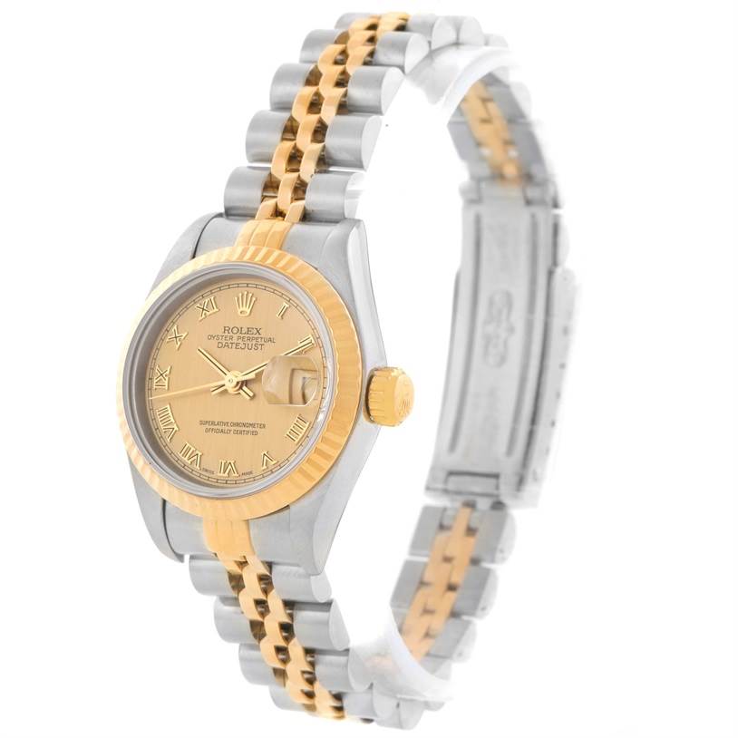 The image shows a Rolex Datejust 69173 Women's Stainless Steel Champagne Dial 69173 Women's Stainless Steel Champagne Dial watch from a front and slight side angle, displaying the face, bezel, crown, and bracelet.