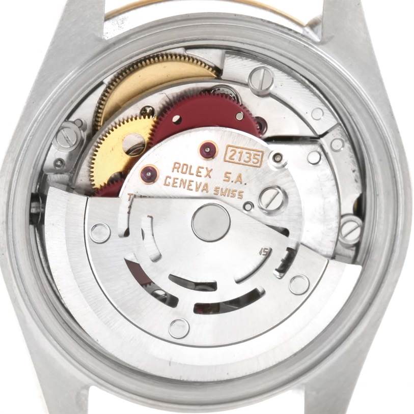 The image shows the back view of the movement mechanism inside a Rolex Datejust 69173 Women's Stainless Steel Champagne Dial 69173 Women's Stainless Steel Champagne Dial watch.