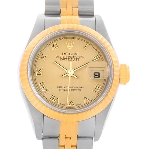 Photo of Rolex Datejust Steel 18k Yellow Gold Roman Dial Watch 69173