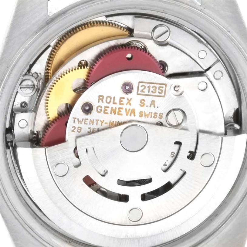 This image shows the internal mechanical movement of a Rolex Datejust 69173 Women's Stainless Steel Champagne Dial 69173 Women's Stainless Steel Champagne Dial watch, labeled with "Rolex S.A." and "Geneva Swiss."