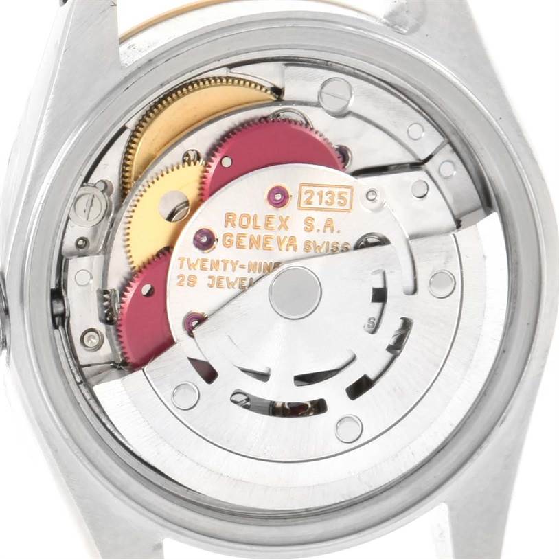 The image shows the movement mechanism of a Rolex Datejust 69173 Women's Stainless Steel Champagne Dial 69173 Women's Stainless Steel Champagne Dial watch, viewed from the back.