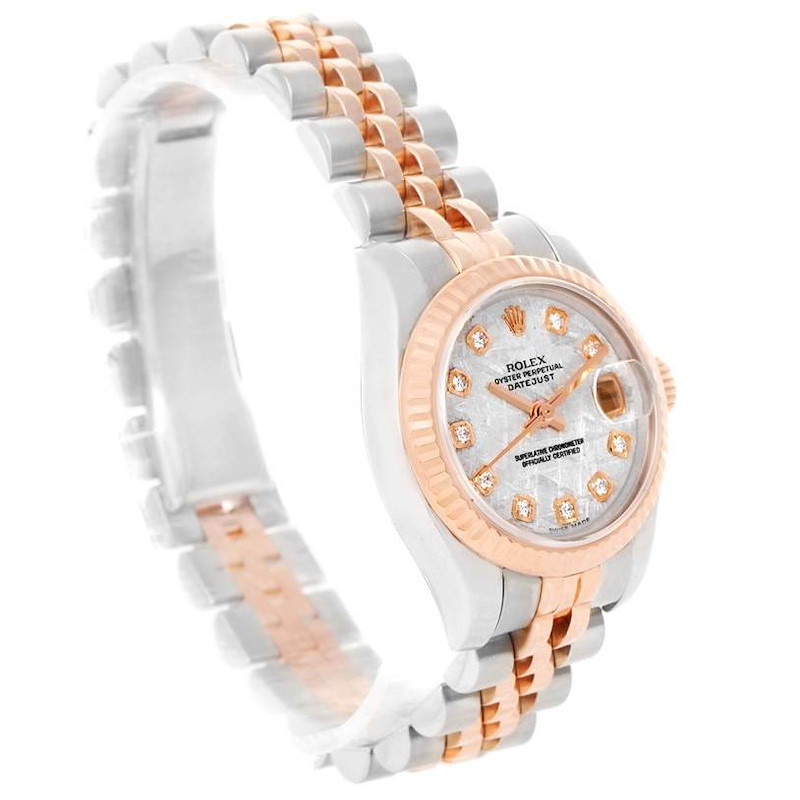 Rolex Datejust Ladies Steel Rose Gold Meteorite Diamond Watch 179171 SwissWatchExpo