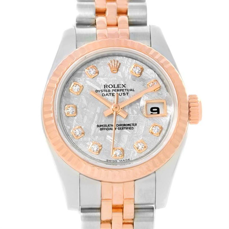 Rolex Datejust Ladies Steel Rose Gold Meteorite Diamond Watch 179171 SwissWatchExpo