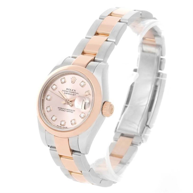 Rolex Datejust Ladies Steel Rose Gold Diamond Watch 179161 Box Papers SwissWatchExpo