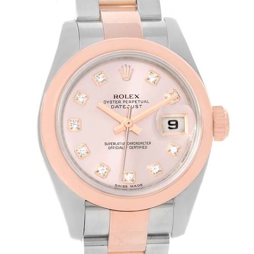 Photo of Rolex Datejust Ladies Steel Rose Gold Diamond Watch 179161 Box Papers