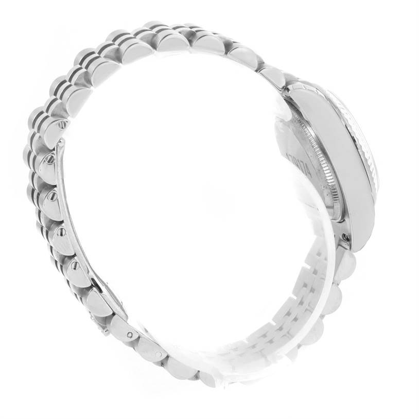 This image shows the side view of a Rolex Datejust 179174 Women's Stainless Steel White Dial 179174 Women's Stainless Steel White Dial watch, focusing on the band and case.