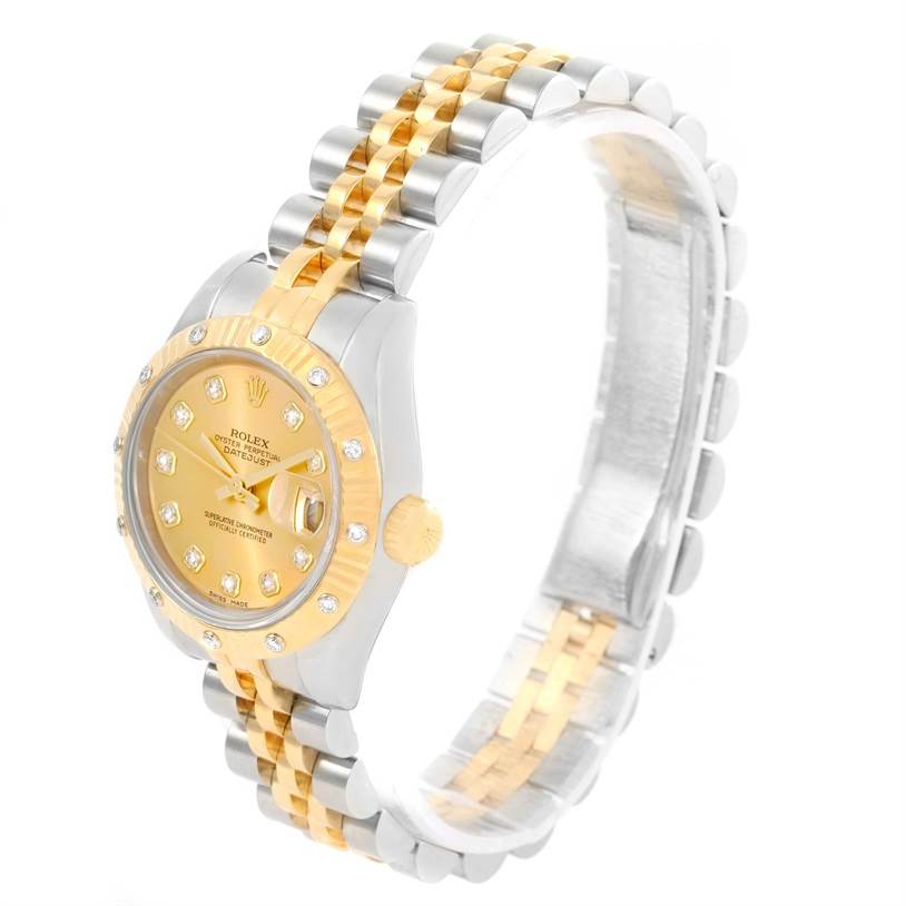 Rolex Datejust Ladies Steel 18k Yellow Gold Diamond Watch 179313 ...