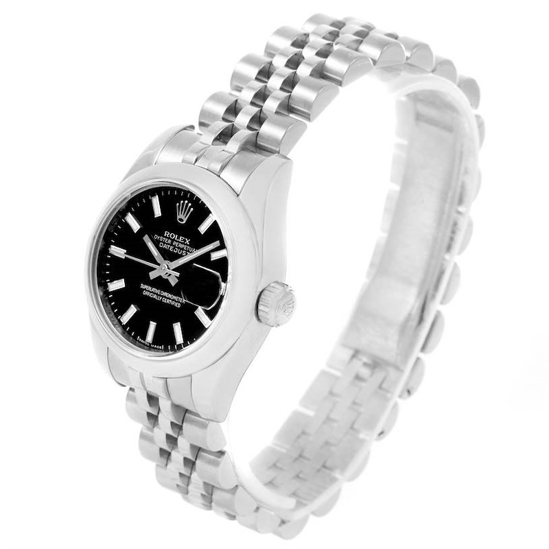 Rolex Datejust Black Buton Dial Jubilee Bracelet Ladies Watch 179160 SwissWatchExpo