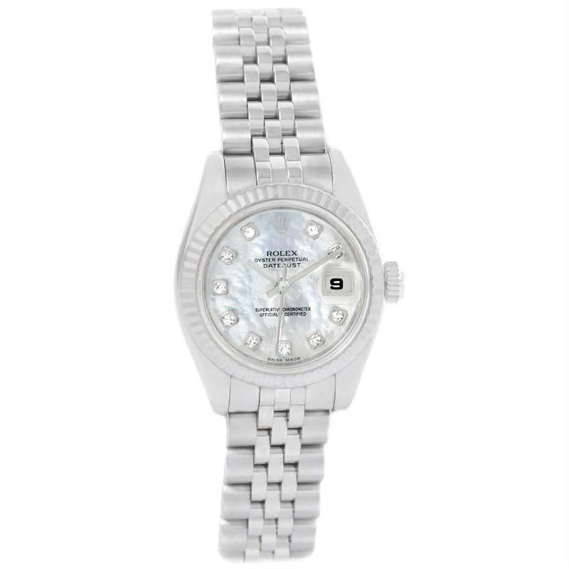 Rolex Datejust Steel White Gold Mother of Pearl Diamond Watch 179174 SwissWatchExpo
