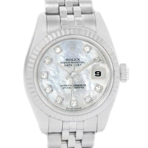Photo of Rolex Datejust Steel White Gold Mother of Pearl Diamond Watch 179174