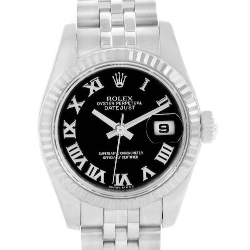 Photo of Rolex Datejust Steel 18K White Gold Black Dial Ladies Watch 179174
