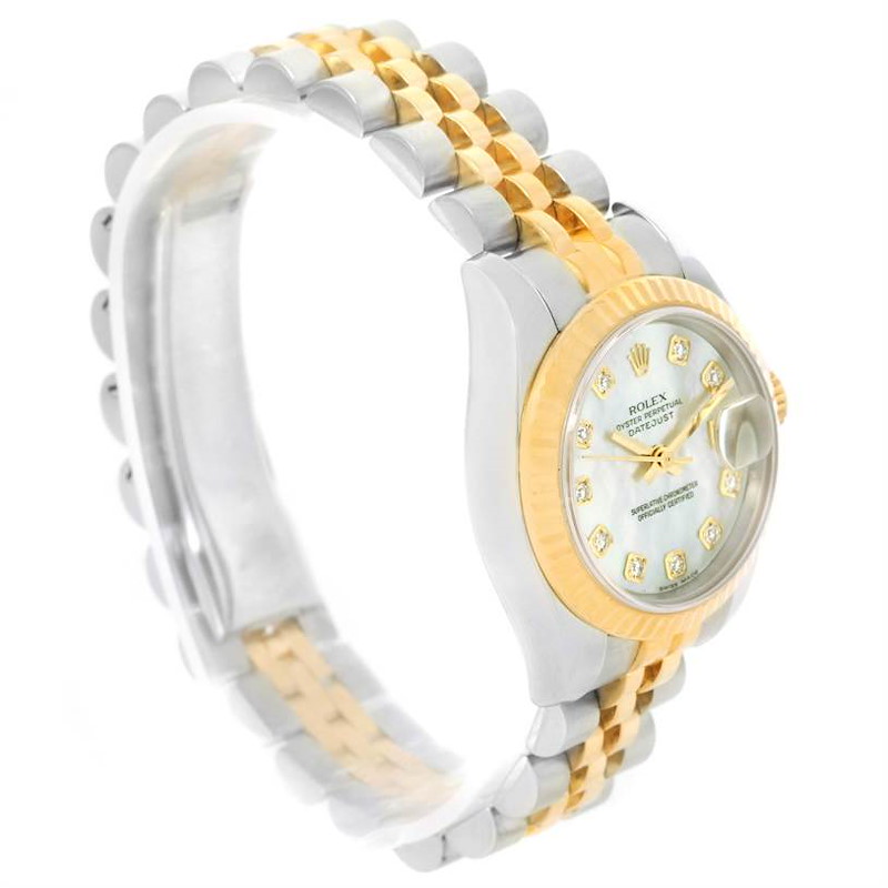 Rolex Datejust Steel Yellow Gold Mother of Pearl Diamond Watch 179173 SwissWatchExpo