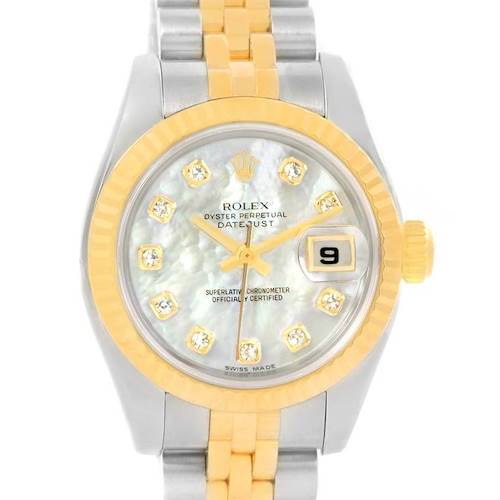 Photo of Rolex Datejust Steel Yellow Gold Mother of Pearl Diamond Watch 179173