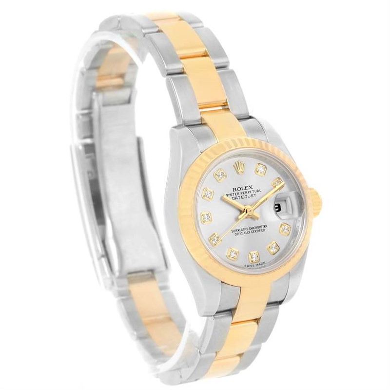 Rolex Datejust Steel 18K Yellow Gold Silver Diamond Dial Watch 179173 SwissWatchExpo