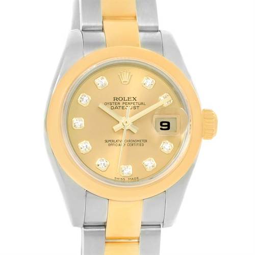 Photo of Rolex Datejust Steel 18K Yellow Gold Diamond Ladies Watch 179163