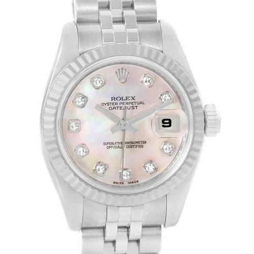 Photo of Rolex Datejust Steel White Gold Mother of Pearl Diamond Watch 179174