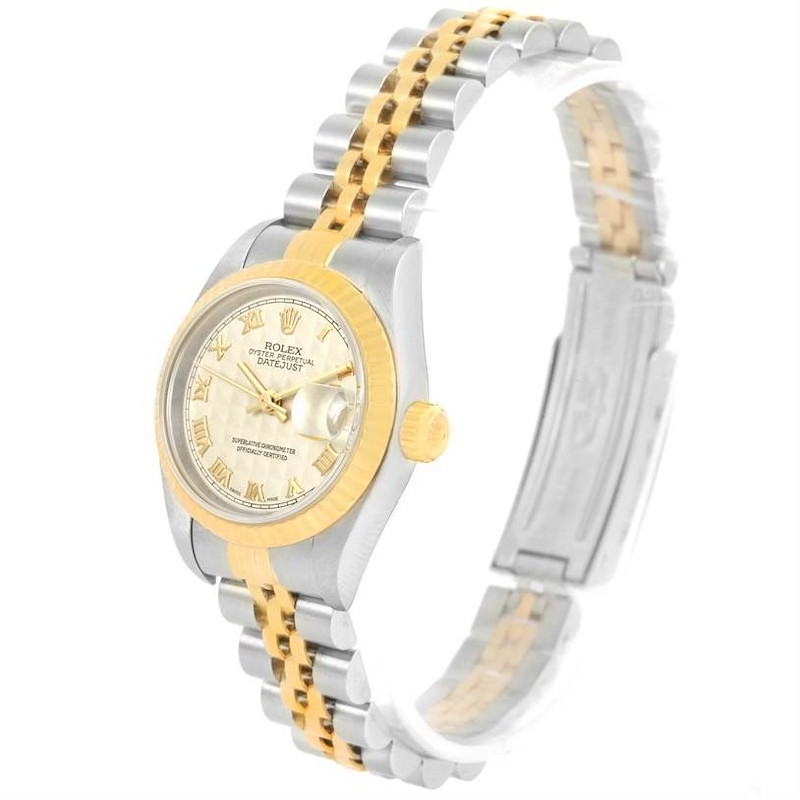 Rolex Datejust Steel 18k Yellow Gold Pyramid Dial Ladies Watch 79173 SwissWatchExpo