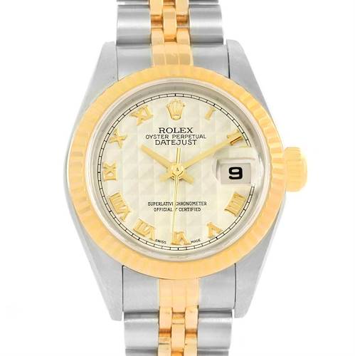 Photo of Rolex Datejust Steel 18k Yellow Gold Pyramid Dial Ladies Watch 79173