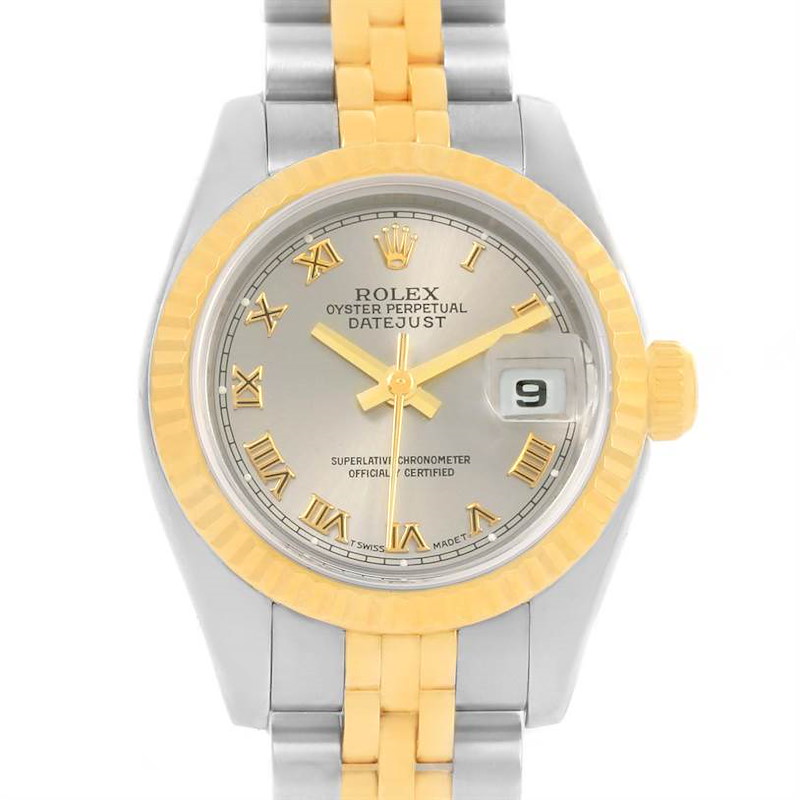 Rolex Datejust Ladies Steel 18K Yellow Gold Slate Dial Watch 179173 SwissWatchExpo