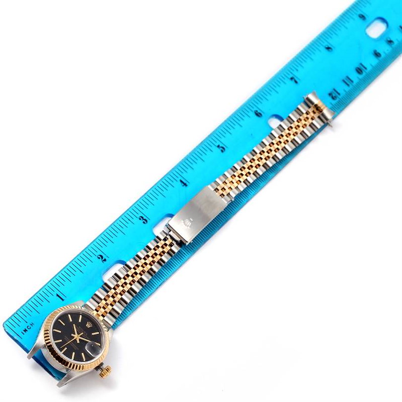 Rolex Datejust Ladies Steel 18k Yellow Gold Black Dial Watch 69173 SwissWatchExpo