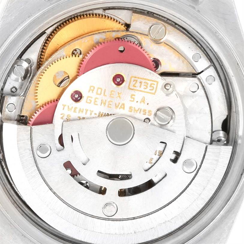 The image shows the internal movement components of a Rolex Datejust 69174 Women's Stainless Steel Black Dial 69174 Women's Stainless Steel Black Dial watch, viewed from the back.