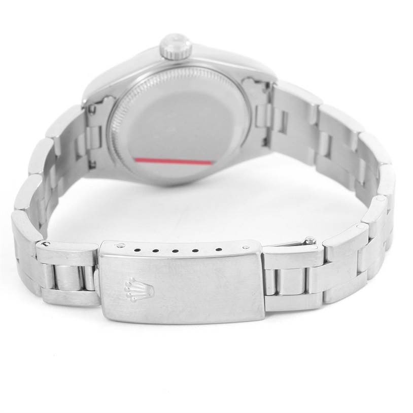 The image shows the back and clasp of a Rolex Datejust 79174 Women's Stainless Steel Mother of Pearl Dial 79174 Women's Stainless Steel Mother of Pearl Dial watch.