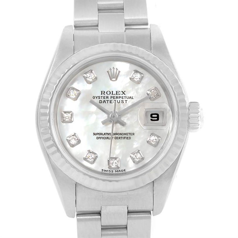 Rolex Datejust Ladies Mother of Pearl Diamond Dial Watch 79174 SwissWatchExpo