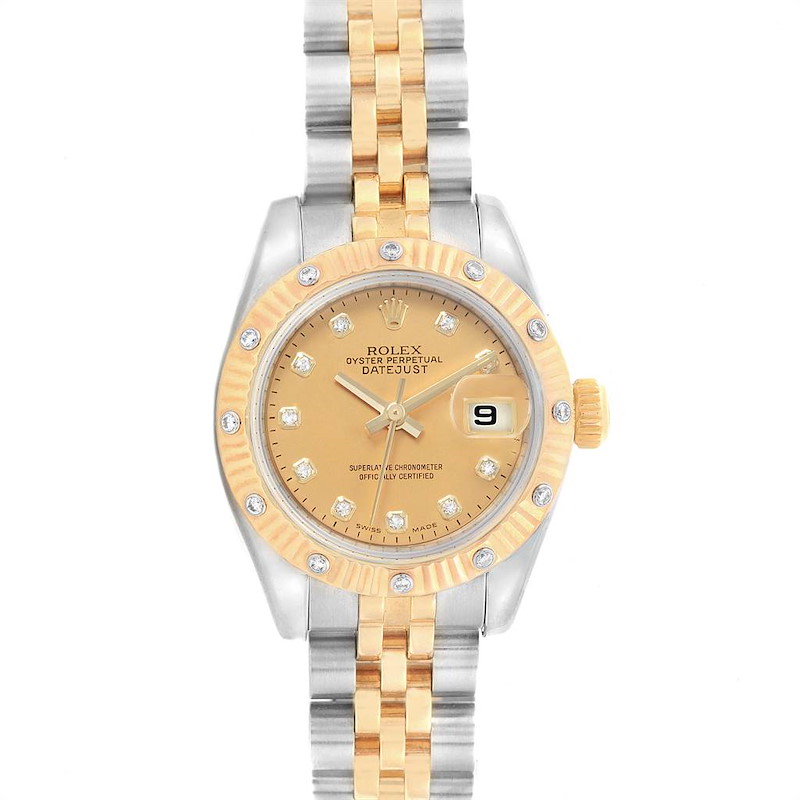 Rolex Datejust Steel Yellow Gold Diamond Ladies Watch 179313 SwissWatchExpo