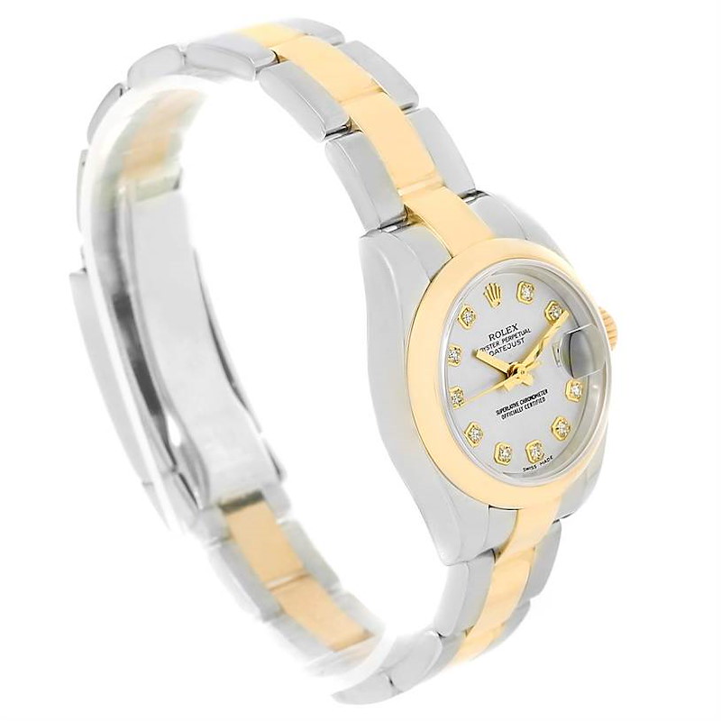 Rolex Datejust Steel 18K Yellow Gold Diamond Watch 179163 Box Papers SwissWatchExpo