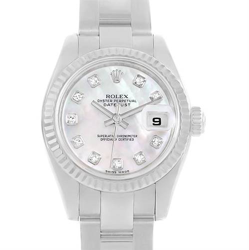 Photo of Rolex Datejust Steel White Gold Mother of Pearl Ladies Watch 179174