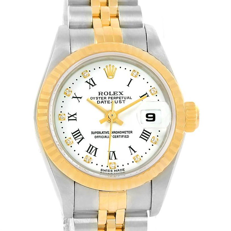 Rolex Datejust Steel Yellow Gold Roman Diamond Dial Ladies Watch 79173 SwissWatchExpo