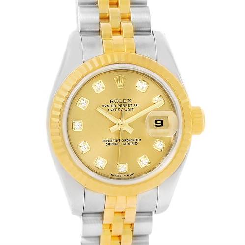 Photo of Rolex Datejust Steel 18K Yellow Gold Diamond Dial Watch 179173