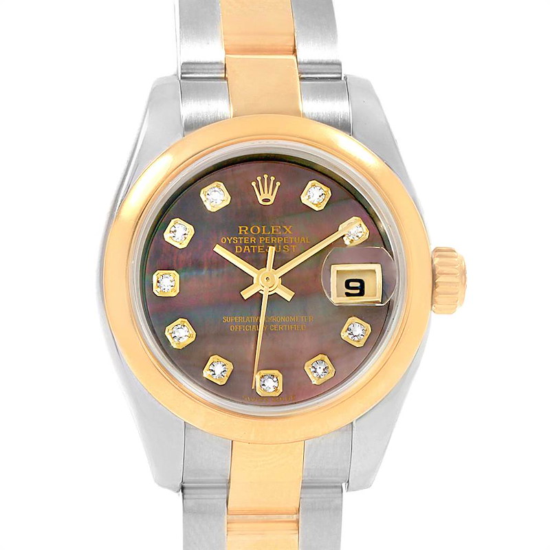 Rolex Datejust Ladies Steel Yellow Gold MOP Diamond Watch 179163 SwissWatchExpo