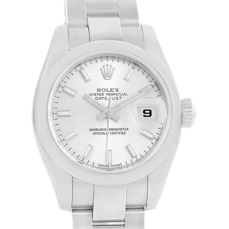 Rolex Datejust Silver Baton Dial Stainless Steel Ladies Watch 179160 SwissWatchExpo