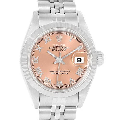 Photo of Rolex Datejust Ladies Steel White Gold Salmon Roman Dial Watch 69174