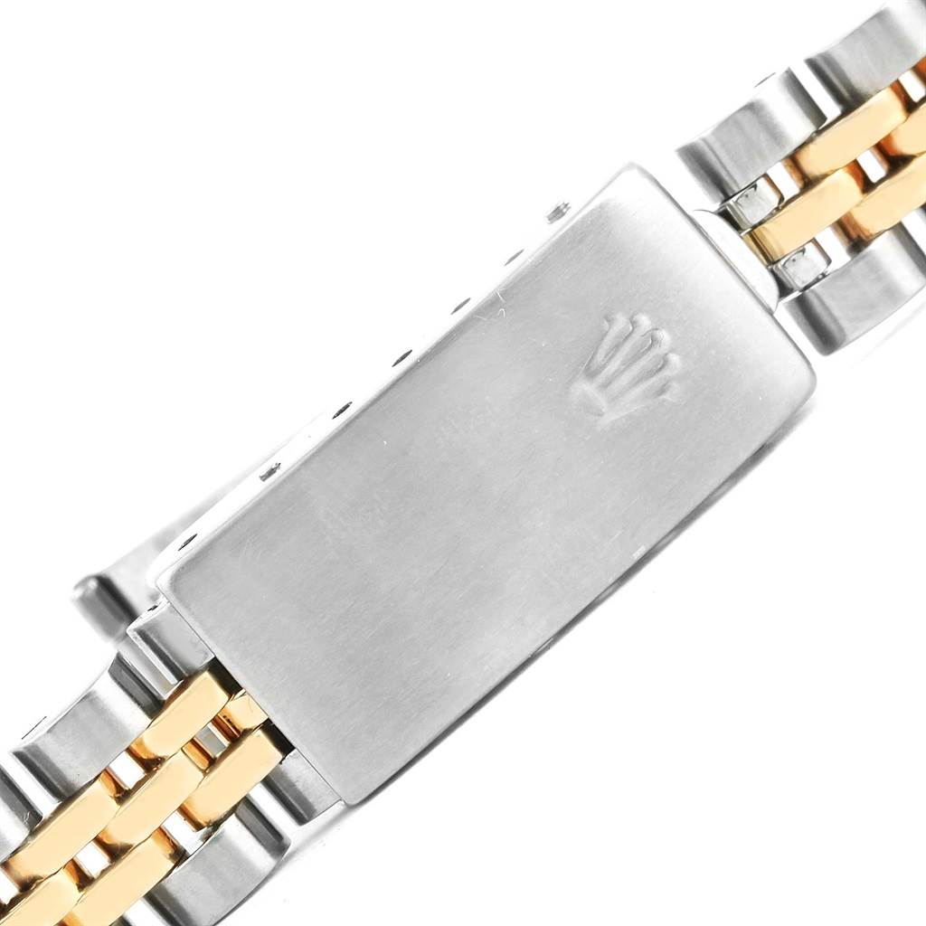 The image shows the two-tone clasp and bracelet of a Rolex Datejust 69173 Women's Stainless Steel Champagne Dial 69173 Women's Stainless Steel Champagne Dial watch.