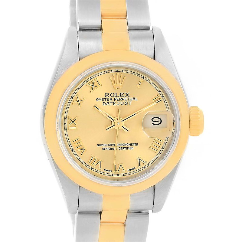 Rolex Datejust Ladies Steel 18k Yellow Gold Roman Dial Watch 69163 SwissWatchExpo