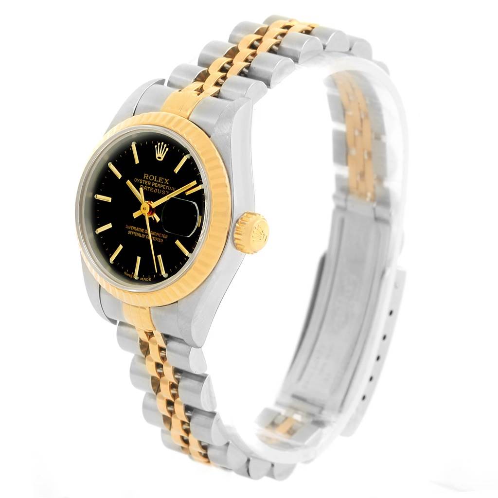 Rolex Datejust Steel 18K Yellow Gold Black Dial Ladies Watch 69173 ...