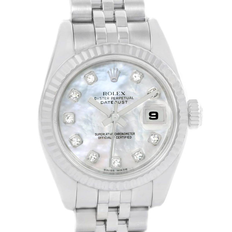 Rolex Datejust Steel White Gold Mother of Pearl Ladies Watch 179174 SwissWatchExpo