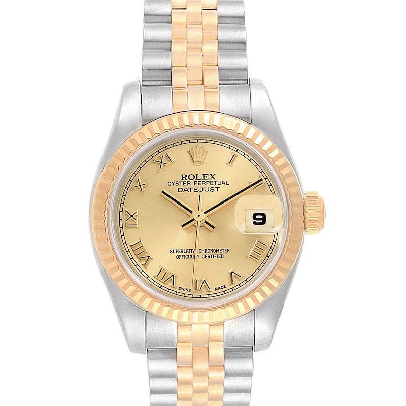 Rolex Datejust Ladies Steel 18K Yellow Gold Roman Dial Watch 179173 SwissWatchExpo