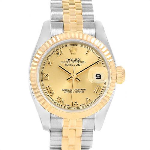 Photo of Rolex Datejust Ladies Steel 18K Yellow Gold Roman Dial Watch 179173