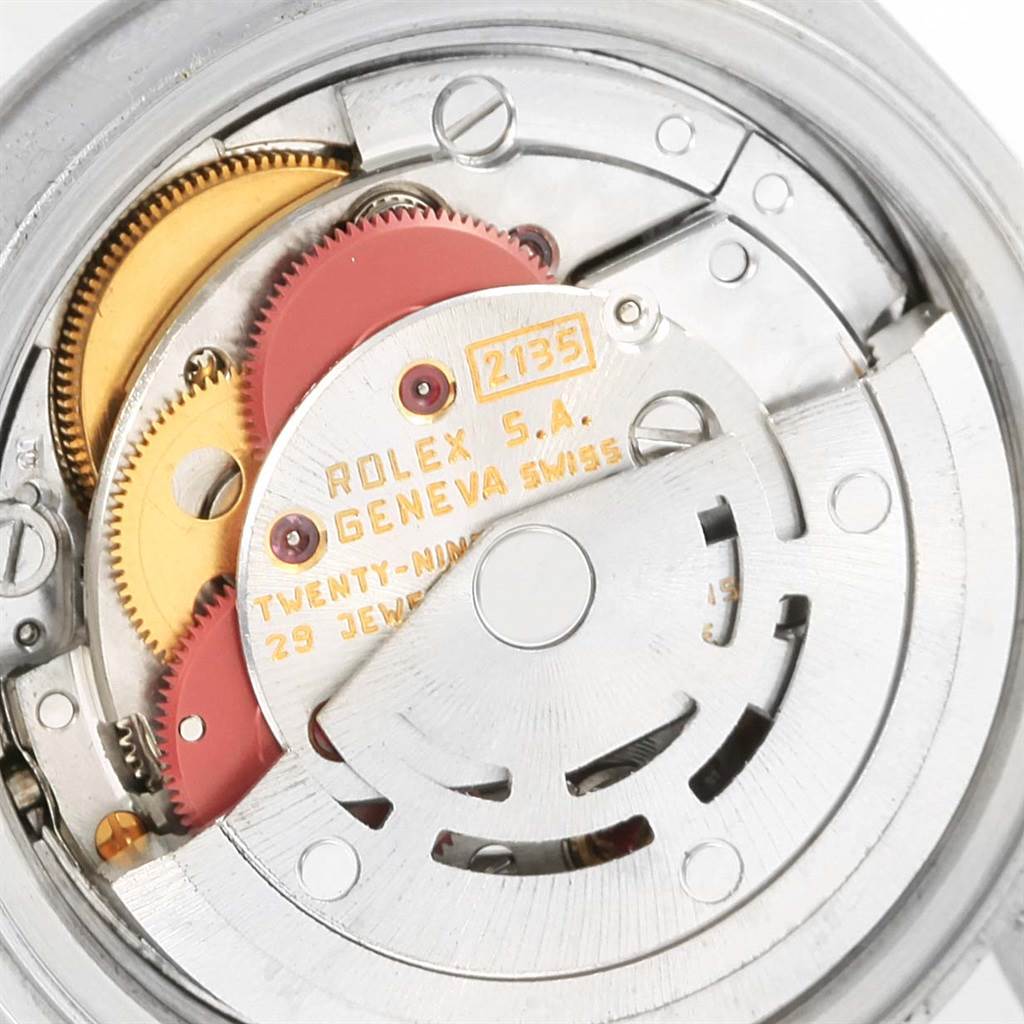 This image shows the internal mechanical parts of a Rolex Datejust 69174 Women's Stainless Steel Silver Dial 69174 Women's Stainless Steel Silver Dial model watch, viewed from the back.