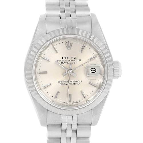 Photo of Rolex Datejust Ladies Steel White Gold Silver Baton Dial Watch 69174