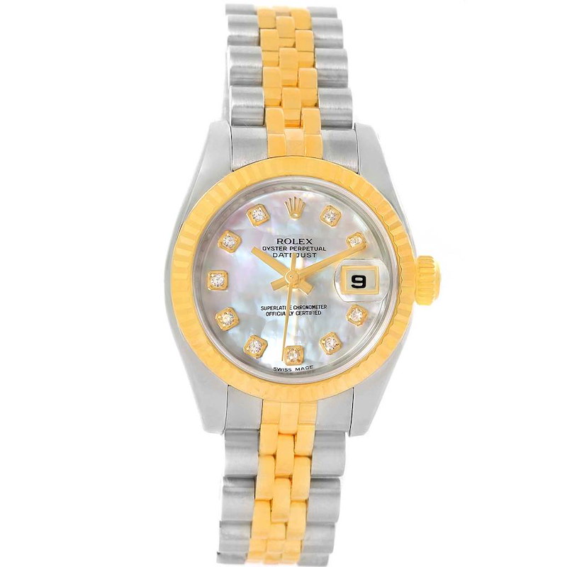 Rolex Datejust Steel 18K Yellow Gold MOP Diamond Dial Watch 179173 SwissWatchExpo