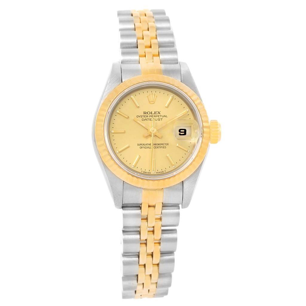 The image shows a Rolex Datejust 69173 Women's Stainless Steel Champagne Dial 69173 Women's Stainless Steel Champagne Dial watch from a front angle, displaying the dial, bezel, and bracelet.