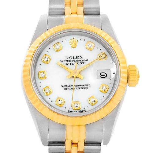 Photo of Rolex Datejust Steel Yellow Gold White Diamond Dial Ladies Watch 69173
