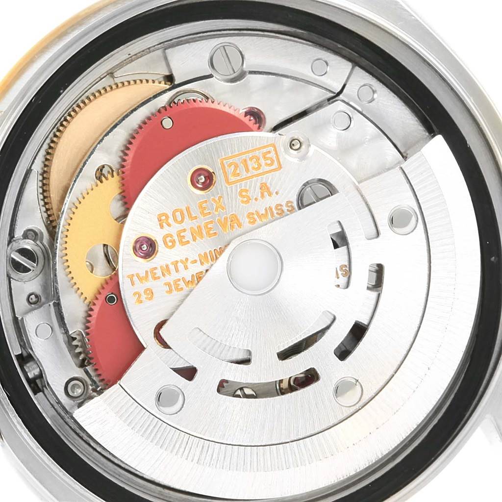 The image shows a close-up view of the Rolex Datejust 69173 Women's Stainless Steel Champagne Dial 69173 Women's Stainless Steel Champagne Dial model's internal movement components.